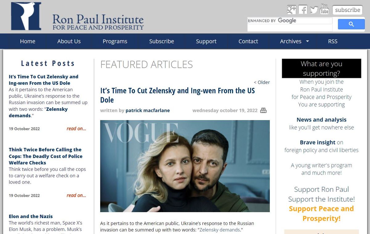 Ron Paul Institute Features My Article